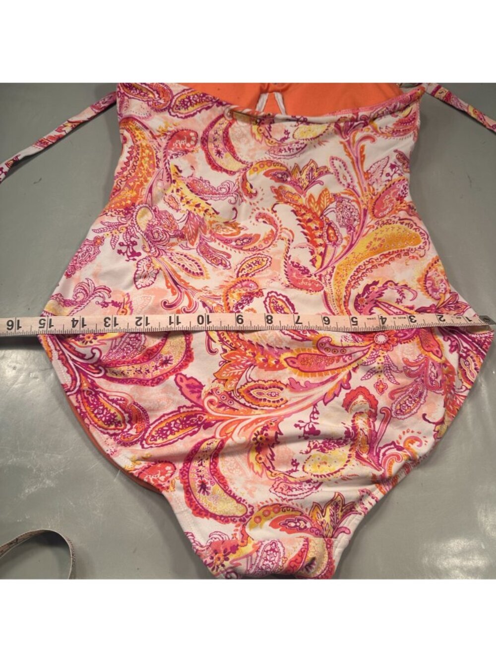 Lauren Ralph Lauren Paisley Bandeau One Piece Womens Swimsuit Ruched Padded Cups - Picture 14 of 16